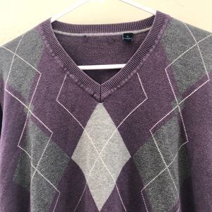 Vintage argyle knit sweater - size xl.